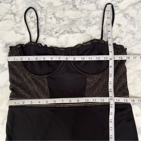 H:OURS x REVOLVE El Dorado Mini Dress in Black Gold Glitter Bustier Top Large - Picture 7 of 10